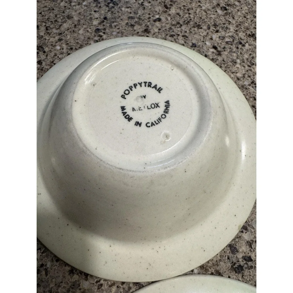 Vintage Metlox Poppytrail Provincial Fruit Green Band Cereal Soup Bowls Set of 4